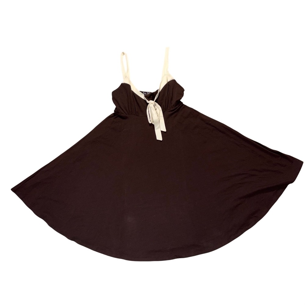 VTG Y2K Victorias Secret Bra Tops Brown Cream Babydoll Dress Sweetheart Tie sz S
